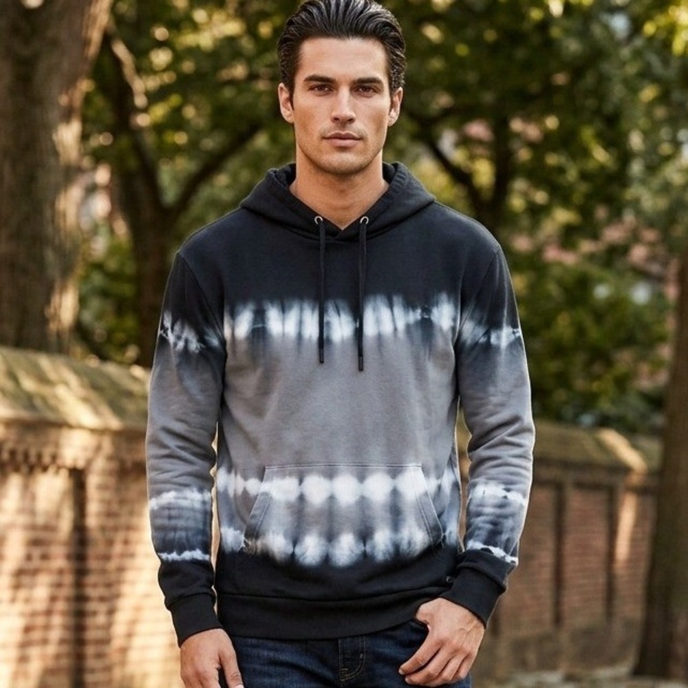 Civil Society Mens Black Grey Tie Dye Hoodie Sweatshirt Size M Streetwear Casual